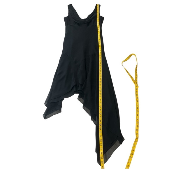 WHBM Silk Asymmetrical Hem Drape Neck Black Dress Size 6 - Picture 7 of 7